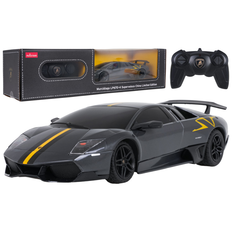Auto na diaľkové ovládanie 1:24 Murcielago LP670-4 Superveloce sivé RASTAR